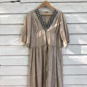 Matta Silk Dress with embroidered and beaded collar